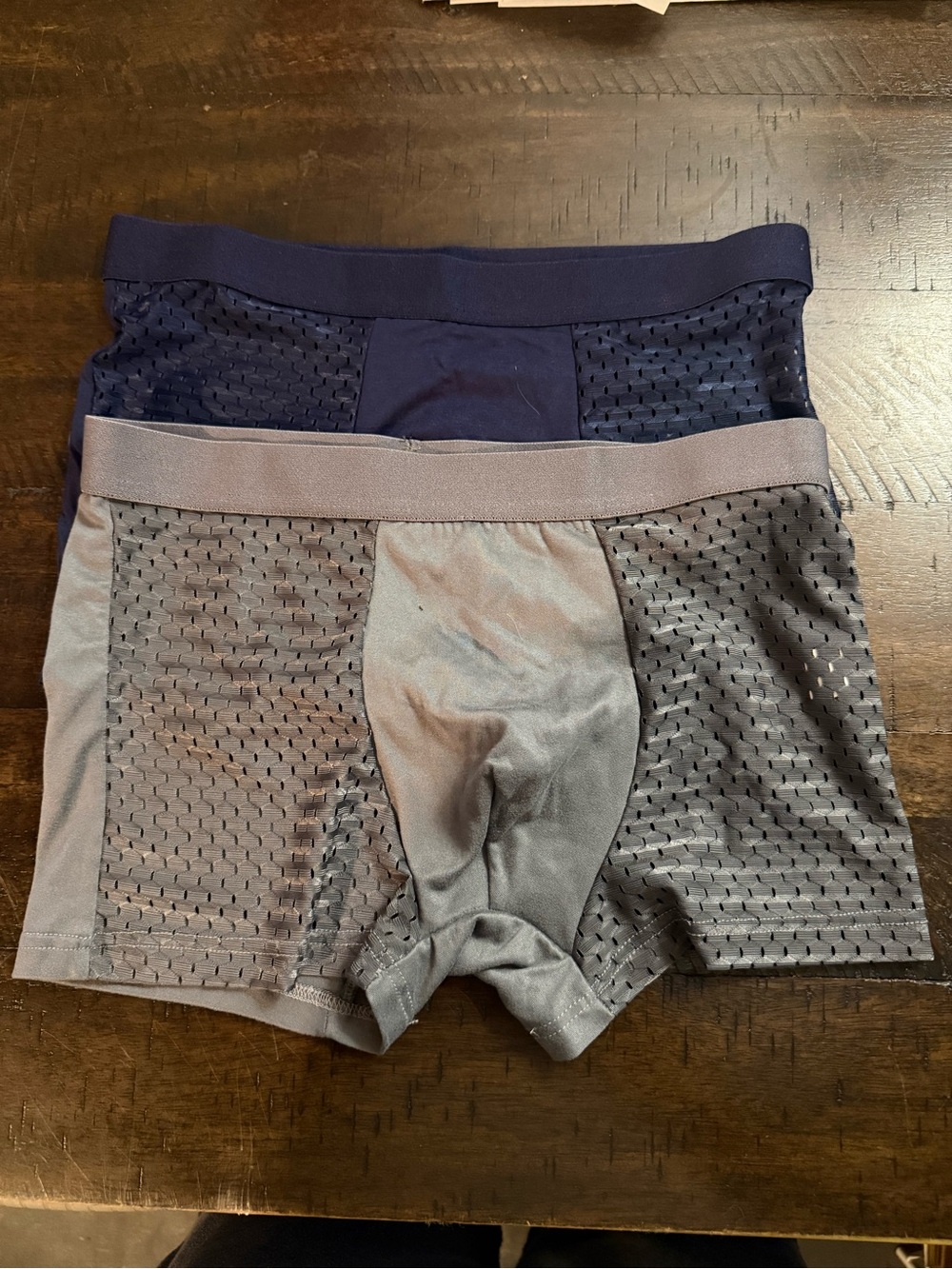 Men's Breathable Mesh Boxer Briefs - Gray & Navy